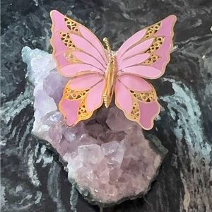 Amethyst and Enamel Butterfly Paper Weight Display , 3"